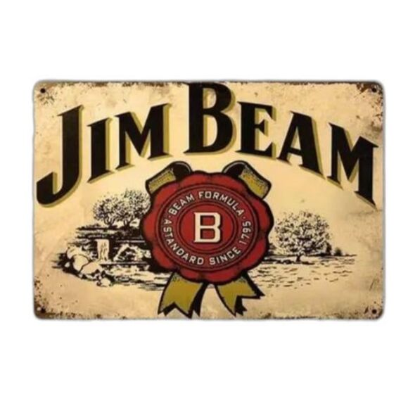 🥃 Vintage Jim Beam Metal Sign – 8x12 Wall Art – Bar Decor – Rustic Tin Sign - Picture 1 of 5